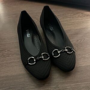 Vaneli Black Knit Loafers with Accents